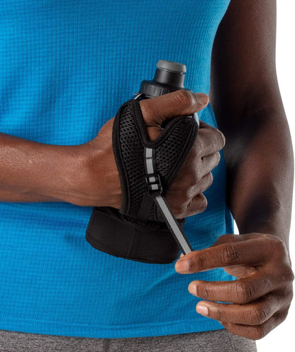 Nathan Running Handheld Water Bottle Adjustable No-Grip Quick Squeeze Lite Hand Strap. Reflective Hydration