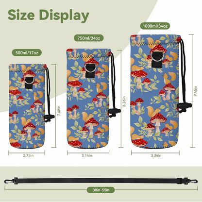 Neoprene 500ML/750ML/1000ML Water Bottle Bag Carrier, Portable Insulated Bottle Sling Holder Case Pouch with Adjustable Shoulder Strap for Men Women Walking Hiking Running