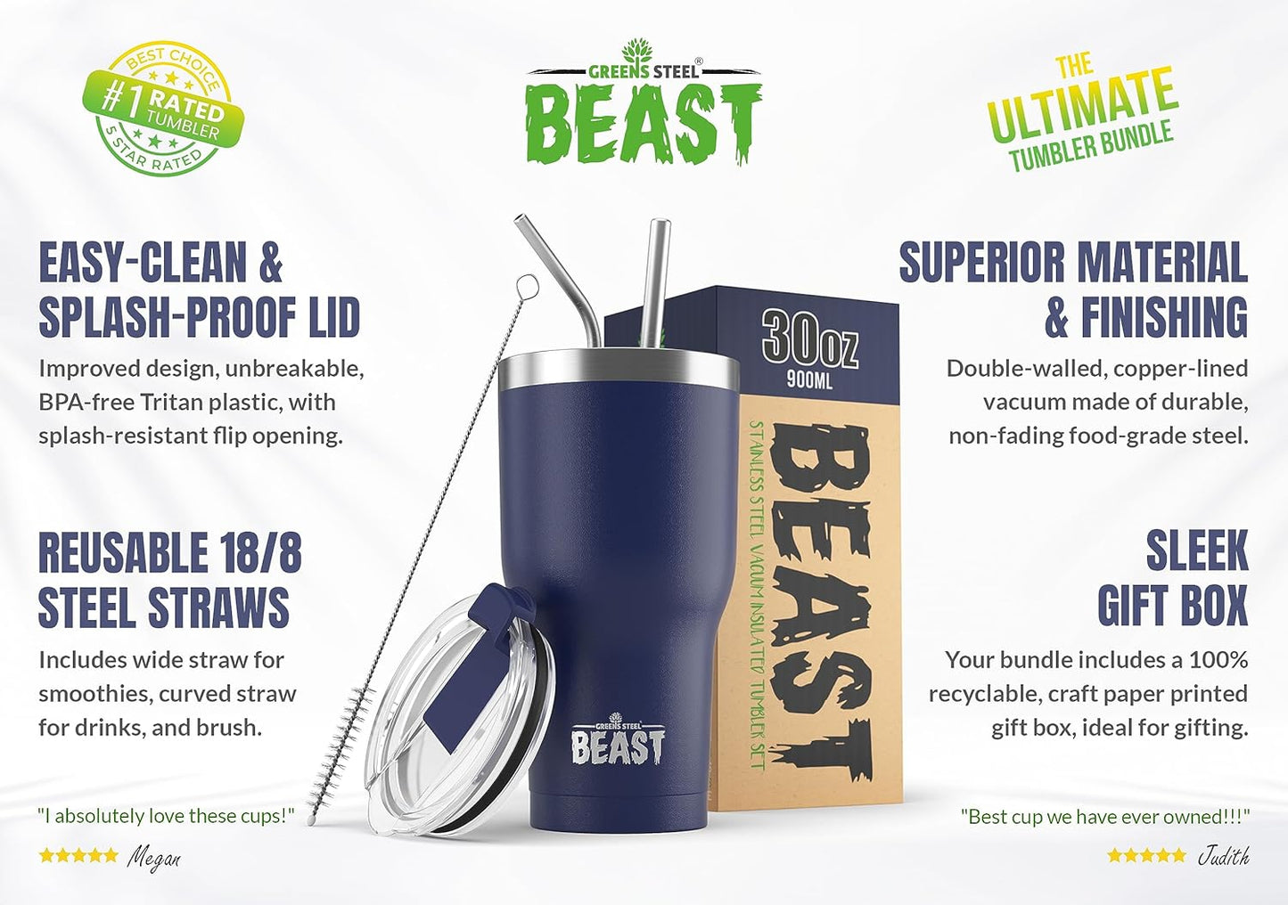 Beast 10 oz Tumbler Stainless Steel Vacuum Insulated Coffee Ice Cup Double Wall Travel Flask (Arctic White)