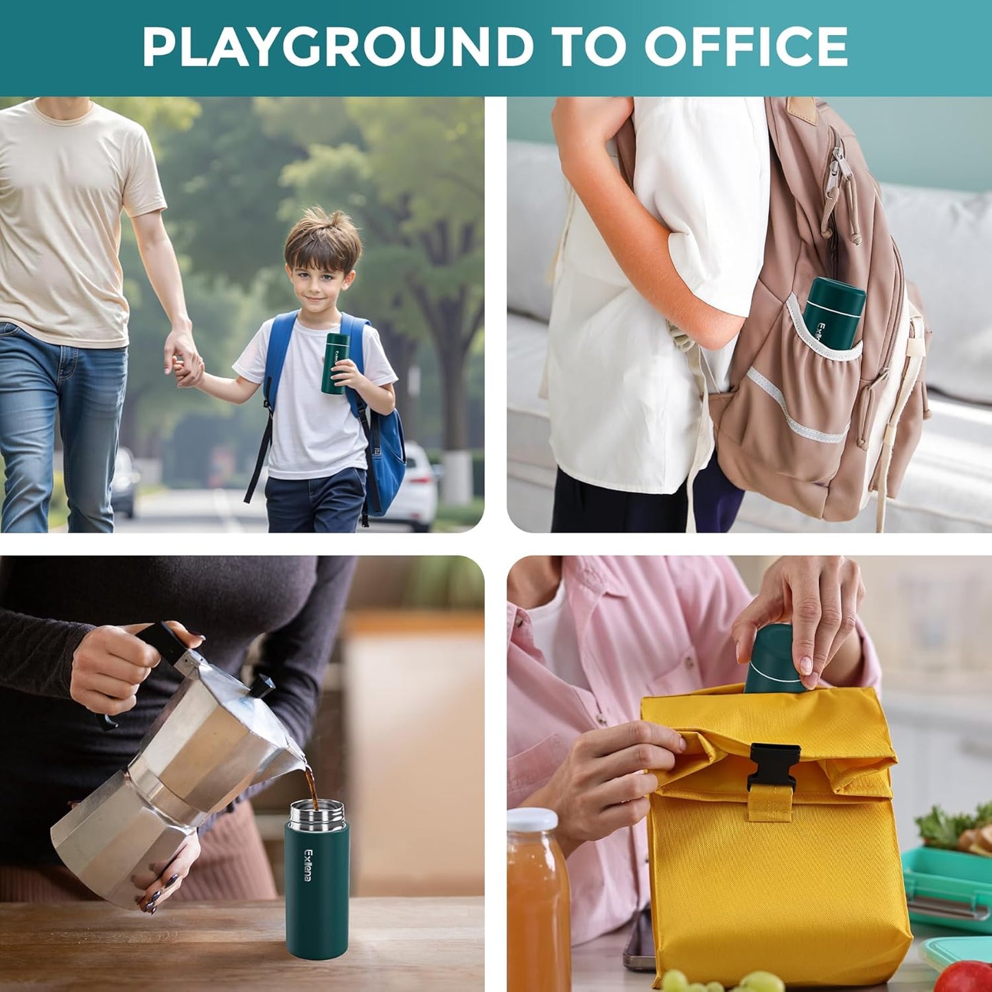 【Upgraded】Exllena Small Insulated Water Bottle 12 oz/350ml– Mini Insulated Water Bottle for Hot & Cold Drinks, Perfect Small Water Bottle for Travel, Purse...(Greyish Blue)