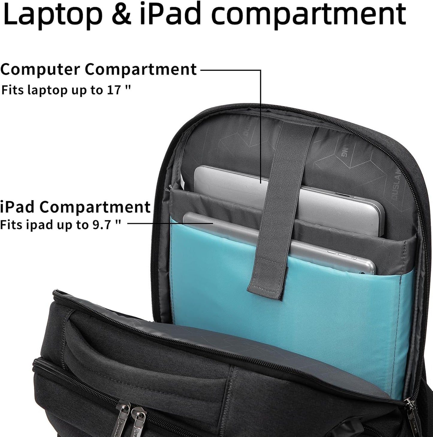 DUSLANG 17 Inch Laptop Backpack for Travel Water Resistant College Backpack for Men/Women Laptop Bag with USB Charging Port,Black - Colors A