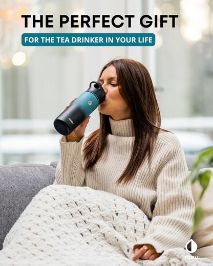 22 oz Ceramic Lined Tea Infuser Travel Tumbler, Micro-Mesh Stainless Steel Infuser, Pure Taste Ceramic Interior, Triple Insulated 12hr Hot Cold, Dual Sip & Straw Lid, Scratch-Resistant