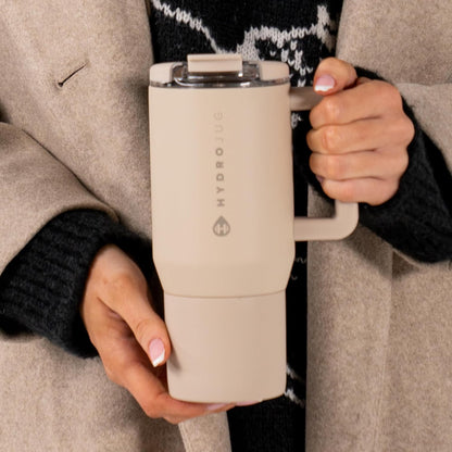 HydroJug Coffee Traveler 20 oz - Leak-Resistant, Ceramic-Lined Insulated Travel Coffee Mug for Hot or Cold Drinks with Flip Lid & Handle, Dishwasher Safe Coffee Tumbler, Cascade