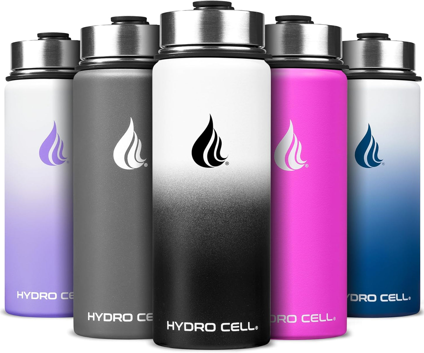 HYDRO CELL Stainless Steel Insulated Water Bottle with Straw - For Cold & Hot Drinks - Metal Vacuum Flask with Screw Cap and Modern Leakproof Sport Thermos for Adults (Neon 18oz)