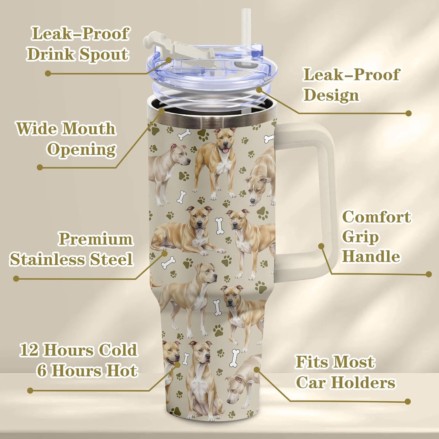 Beagle Gifts for Women Men, 40oz Stainless Steel Insulated Tumbler Travel Cup Mug, Funny and Unique Beagle Gifts for Dog Lover - Colors A