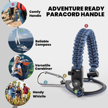 RAYMYLO One Gallon Water Bottle Insulated, Triple Walled Vacuum Stainless Steel (Cold for 48 Hrs), Leak Proof & Non-BPA, Large Water Flask Jug with Paracord Handle & Straw Spout Lids