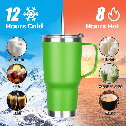 20 oz Tumbler with Handle, Stainless Steel Insulated Tumbler with Lid and Straw, Double Wall Vacuum Coffee Mug Tumbler, Insulated Coffee Thermal Cup for Cold and Hot (Light Purple)
