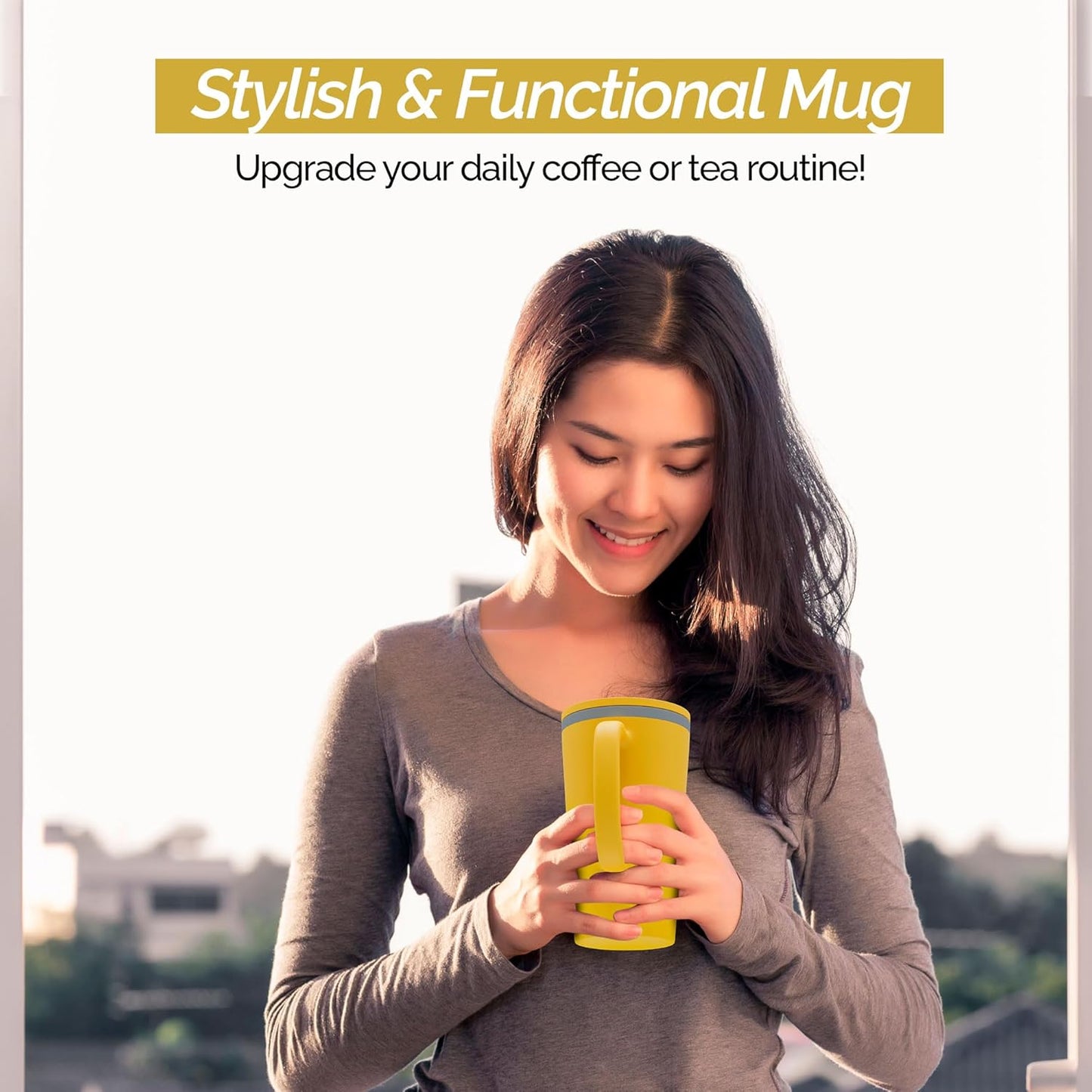 Copco Cone Desk Mug, 16 oz - Double Wall Insulated Coffee Mug with Twist-Off Lid, Handle & Slide Tab - Travel-Friendly Cup for Hot or Cold Drinks, BPA-Free, Microwave & Dishwasher Safe (Brown)
