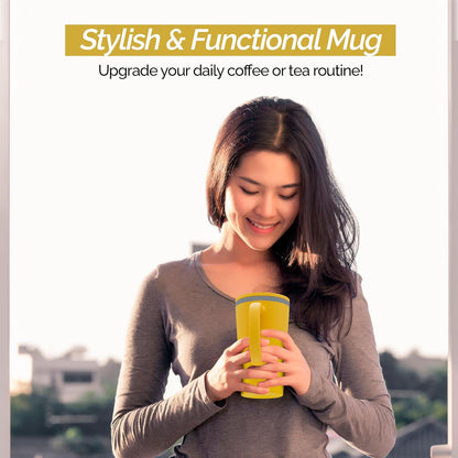 Copco Cone Desk Mug, 16 oz - Double Wall Insulated Coffee Mug with Twist-Off Lid, Handle & Slide Tab - Travel-Friendly Cup for Hot or Cold Drinks, BPA-Free, Microwave & Dishwasher Safe (Brown)