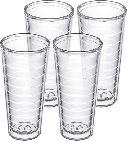 Homestead Choice 16oz Insulated Tumblers Plastic Keeps Drinks Cold & Hot, 4pack Double Walled Clear Insulated Drinking Glasses Cup, BPA-Free, Reusable, Camping, Travel, Kitchen, Party
