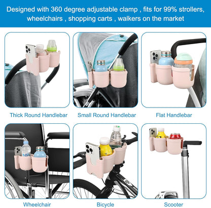 Accmor Stroller Cup Holder with Phone Holder, Bike Cup Holder, Universal Cup Holder for Uppababy Nuna Doona Strollers, 2-in-1 Cup Holder for Walker, Wheelchair, Scooter - Colors A