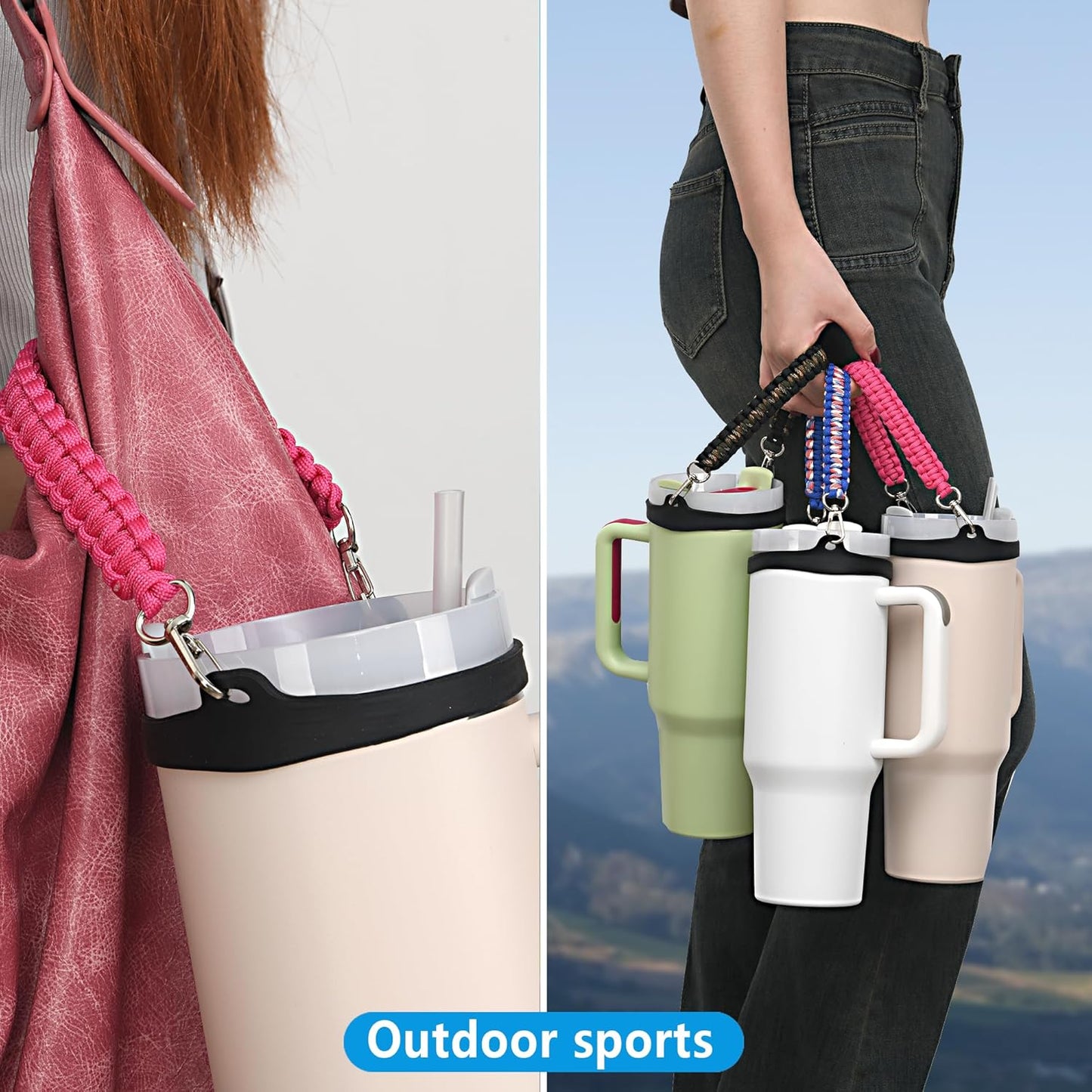 Wongeto Paracord Handle Strap for Stanley Cup - Heavy Duty Compatible with Stanley 40oz 30oz Tumbler, Stanley Cup Accessories