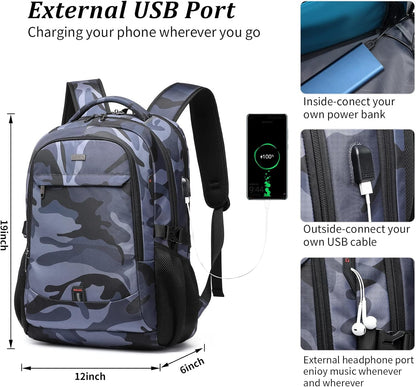 DUSLANG 17 Inch Laptop Backpack for Travel Water Resistant College Backpack for Men/Women Laptop Bag with USB Charging Port,Black - Colors B