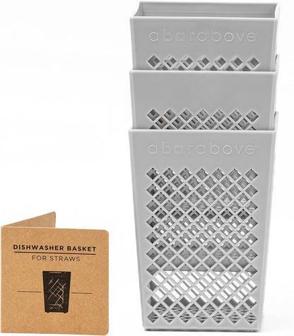 A Bar Above Dishwasher Basket for Reusable Straws and Small Bar Tools, Plastic Straw Basket for Washing Cocktail Picks, Stir Sticks, & Kitchen Accessories, Ideal for Home and Commercial Dishwasher use
