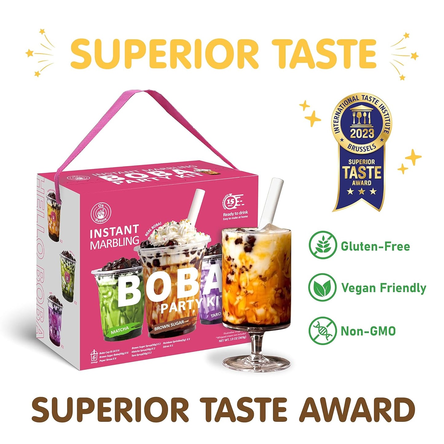 O's Bubble Boba Tea Kit - Bubble Tea Kit - All in One Boba Kit - Boba Kit for Kids - 6 Servings Includes Cups, Straws, Stirrer (Party Kit Variety Pack Upgrade) (Mixed Fruit)
