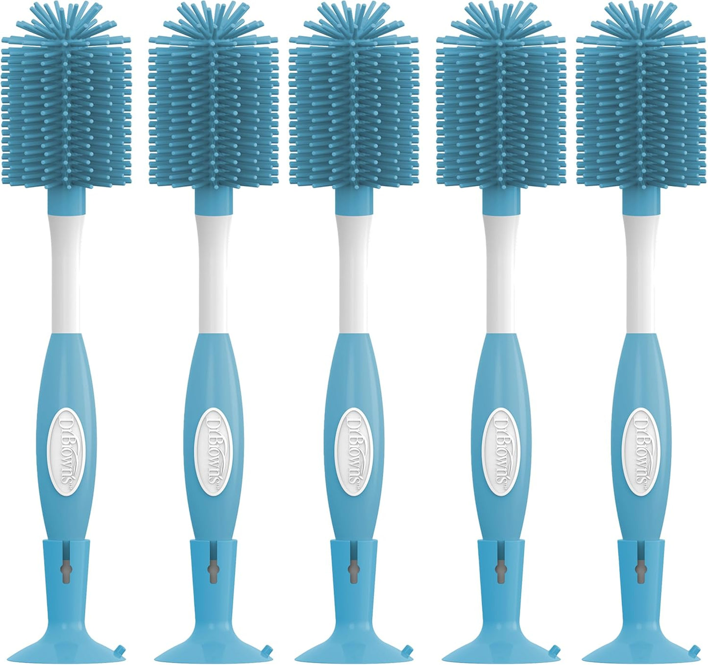 Dr. Brown's Soft Touch No Scratch Baby Bottle Cleaning Brush Nipple Cleaner with Stand and Storage Clip, BPA Free, Blue 1-Pack