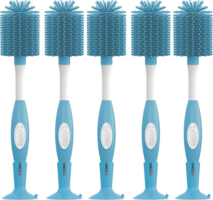Dr. Brown's Soft Touch No Scratch Baby Bottle Cleaning Brush Nipple Cleaner with Stand and Storage Clip, BPA Free, Blue 1-Pack