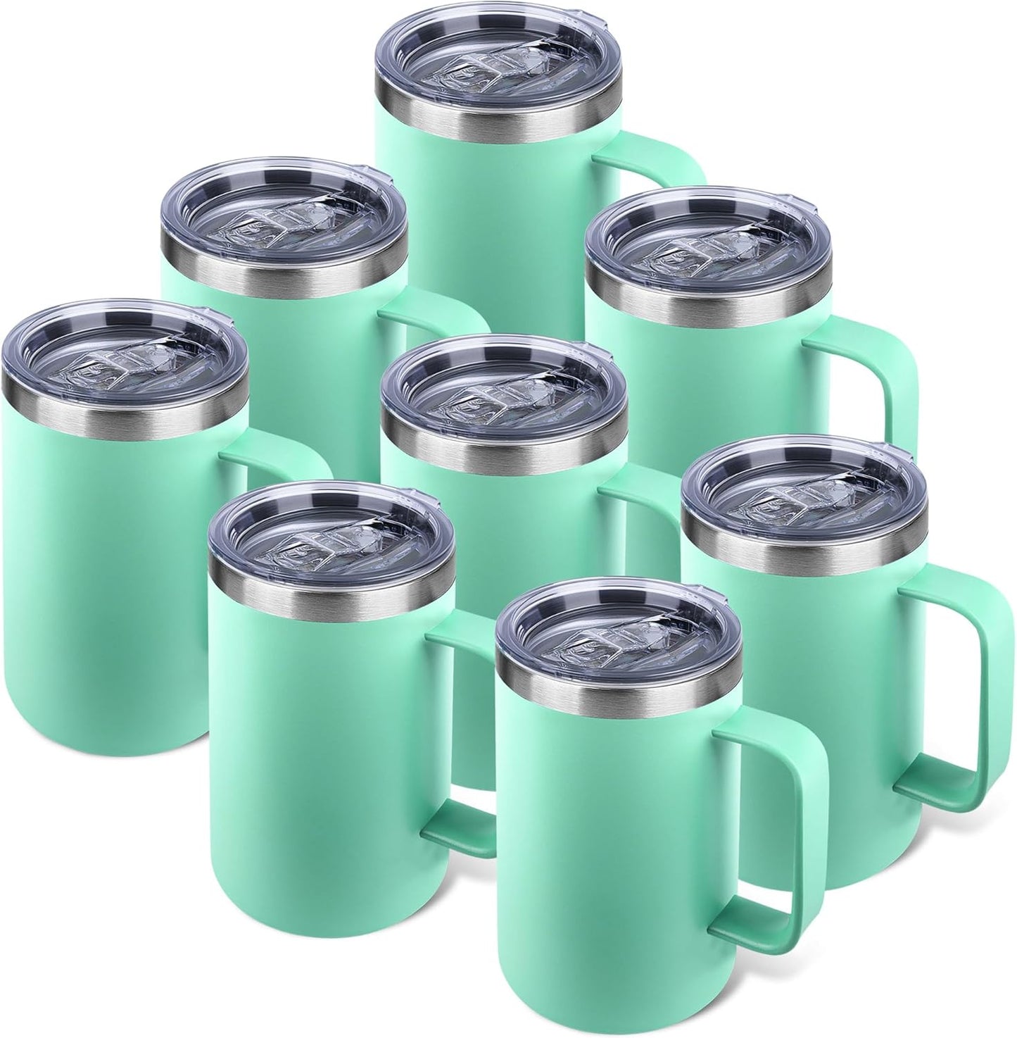 22oz Insulated Coffee Mug with Handle & Leak-Proof Lid - Double Wall Stainless Steel Travel Tumbler for Commute/Office/Home, Orange, 1 Pack
