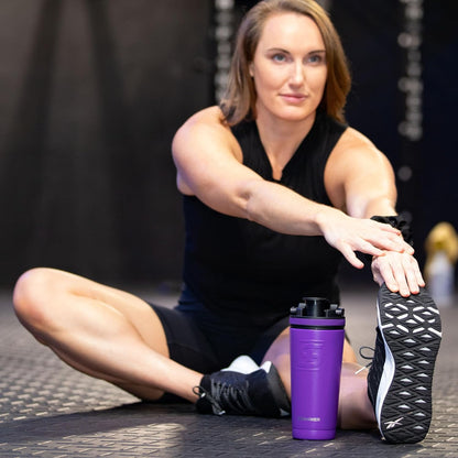 Ice Shaker Insulated Stainless Steel Shaker Bottle | 26oz, Black | Cold for 30+ Hours | Insulated Cup with Twist-on Agitator | Odor-Free Bottle for Protein Shakes, Water, Smoothies, Cocktails