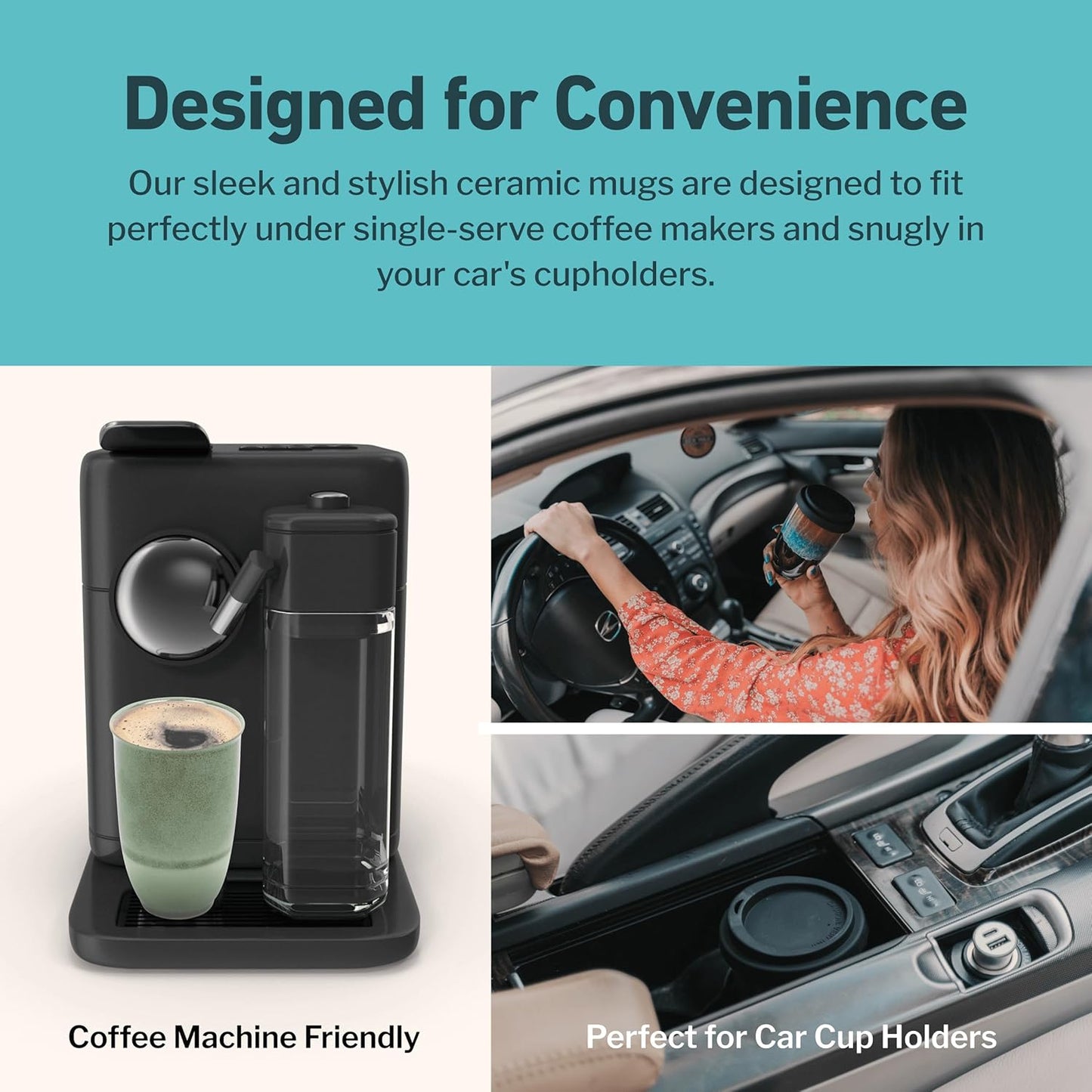 NOVA CERAMICS Coffee Tumbler – Travel Mug - On the Go Coffee Mug – Microwave & Dishwasher Safe Green Coffee Tumbler - Gifts For Women Men Him Her – 16oz – Monsoon