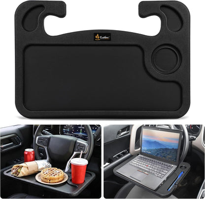 EcoNour 2 in 1 Car Steering Wheel Desk | Tray for Laptop Car Mount with Pen Holder | Desk Console for Car | Food Tray for Eating with Drinks Holder | Multipurpose Travel Car Accessories