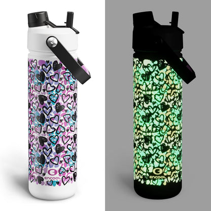ENCOOL Insulated Water Bottle with Straw Stainless Steel Water Bottle, Leak-Proof, BPA-Free, Double Wall Vacuum Keeps Cold for 24 Hours for Sports, Travel, School (26 oz, Cotton Candy) - Colors C