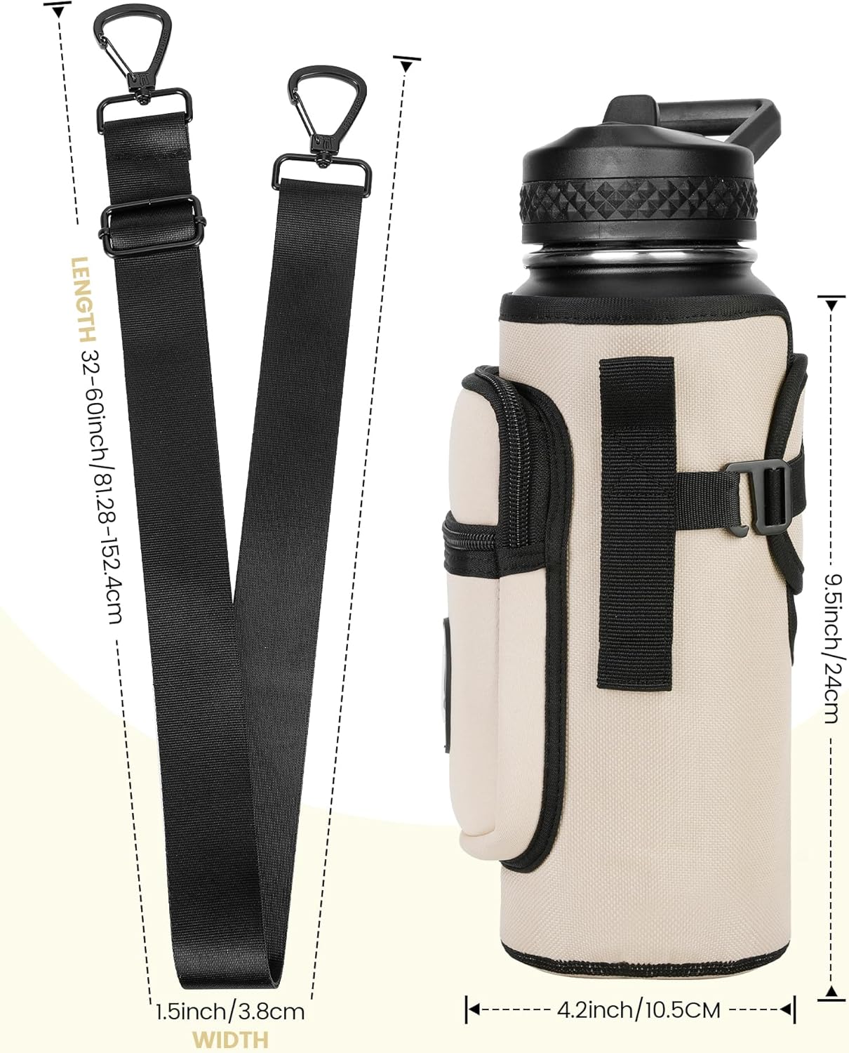 Sports rabbit Universal Water Bottle Holder – Durable Oxford & Neoprene Hybrid Design Compatible with Stanley 30/40oz Handled & 64/87oz Straight Tumblers, Adjustable Strap for Gym, Travel, Outdoors