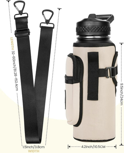 Sports rabbit Universal Water Bottle Holder – Durable Oxford & Neoprene Hybrid Design Compatible with Stanley 30/40oz Handled & 64/87oz Straight Tumblers, Adjustable Strap for Gym, Travel, Outdoors