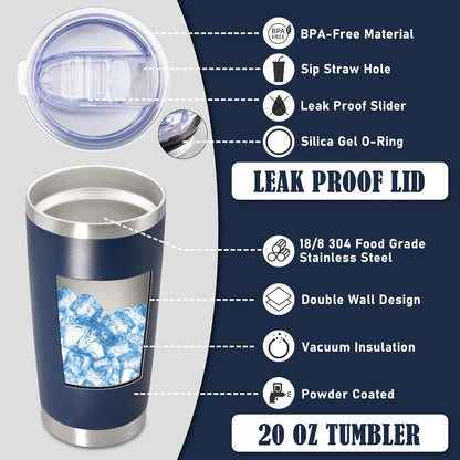 20 oz Tumbler Coffee Travel Tumblers Bulk with Lid Stainless Steel Double Wall Vacuum Insulated Mug Powder Coated Cups fit Car Cupholder for Hot and Cold - Stainless Steel, 4Pack