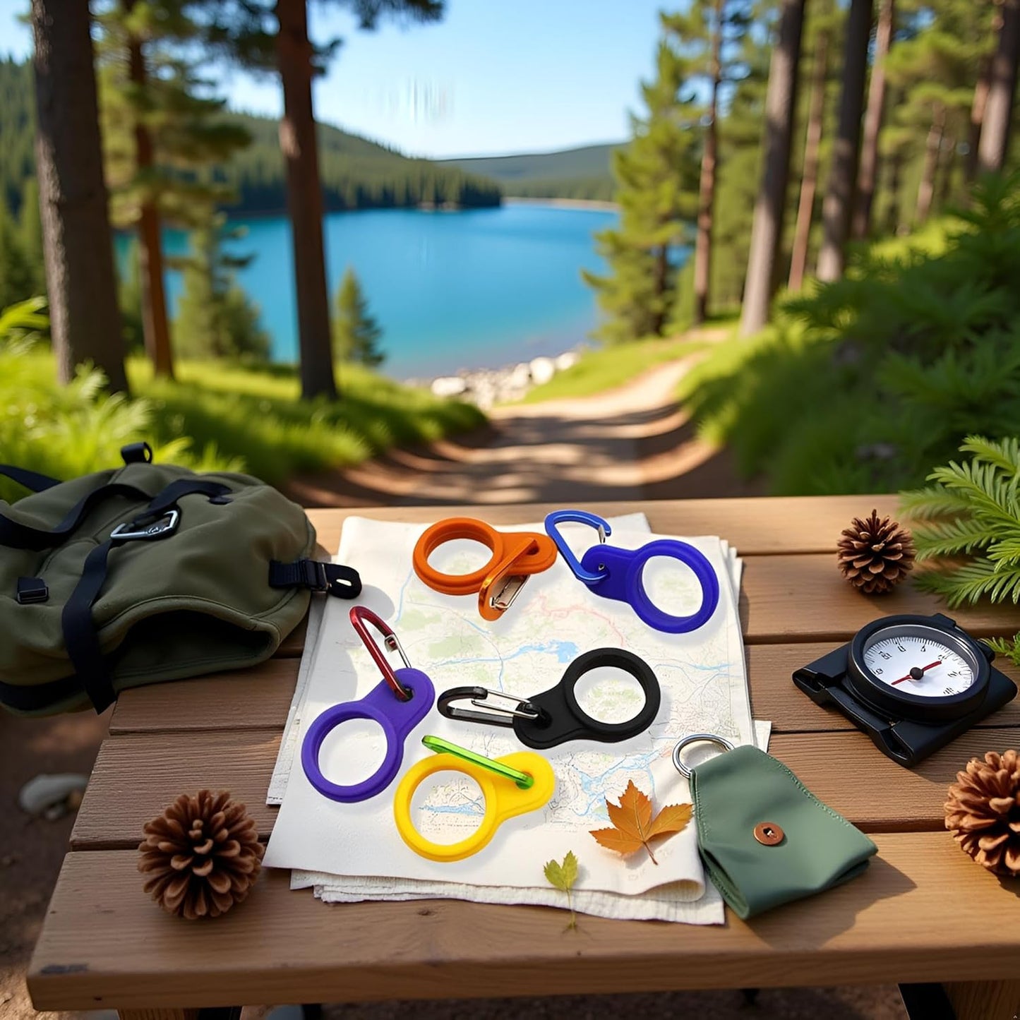 6 Pcs Silicone Water Bottle Buckle with Carabiner Clip - Portable Secure Bottle Holder - Hiking, Camping Accessory, Accessory and Keychain Carabiners, Car Keychain