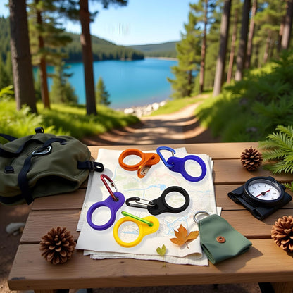6 Pcs Silicone Water Bottle Buckle with Carabiner Clip - Portable Secure Bottle Holder - Hiking, Camping Accessory, Accessory and Keychain Carabiners, Car Keychain