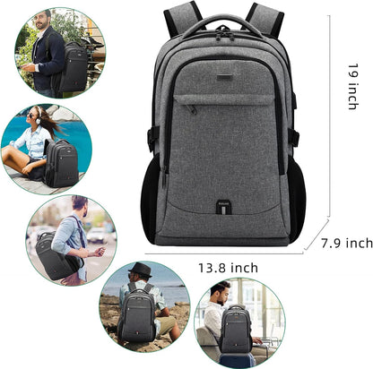 DUSLANG 17 Inch Laptop Backpack for Travel Water Resistant College Backpack for Men/Women Laptop Bag with USB Charging Port,Black - Colors A