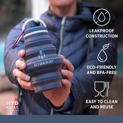HYDAWAY 17oz Travel Collapsible Water Bottle - BPA-Free, Leakproof, Lightweight, Space-Saving