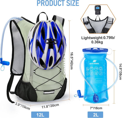 Lightweight Hydration Backpack, Running Backpack with 2L Water Bladder, Hydro Water Daypack for Cycling Hiking Rave for Men Women