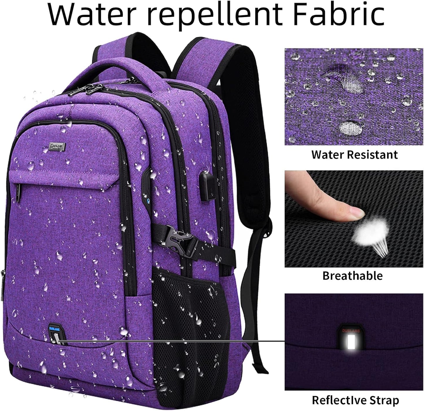 DUSLANG 17 Inch Laptop Backpack for Travel Water Resistant College Backpack for Men/Women Laptop Bag with USB Charging Port,Black - Colors B