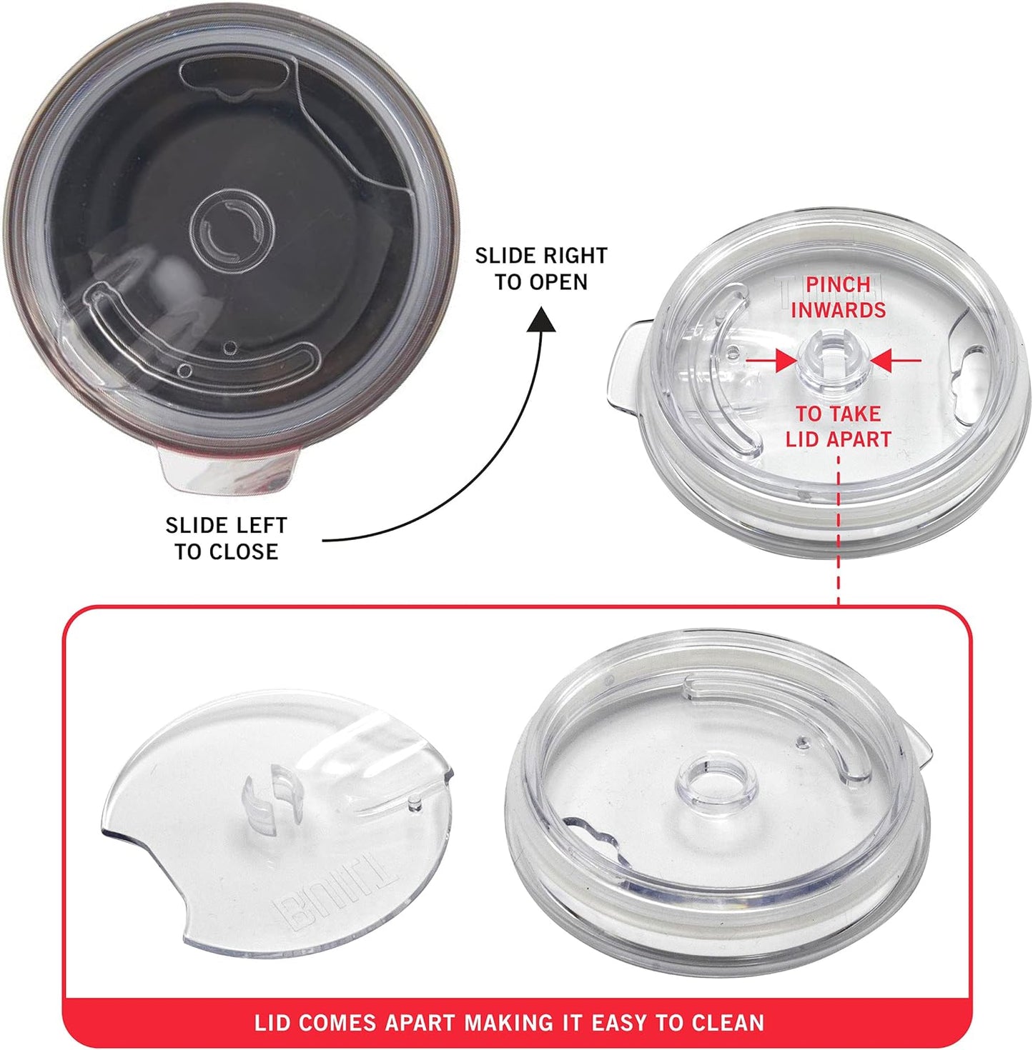 BUILT 20 Ounce Double Wall Vacuum Sealed Stainless Steel Coffee and Water Tumbler Easy to Clean Tritan Lid with Rotating Splash Guard, Pink (5286294)