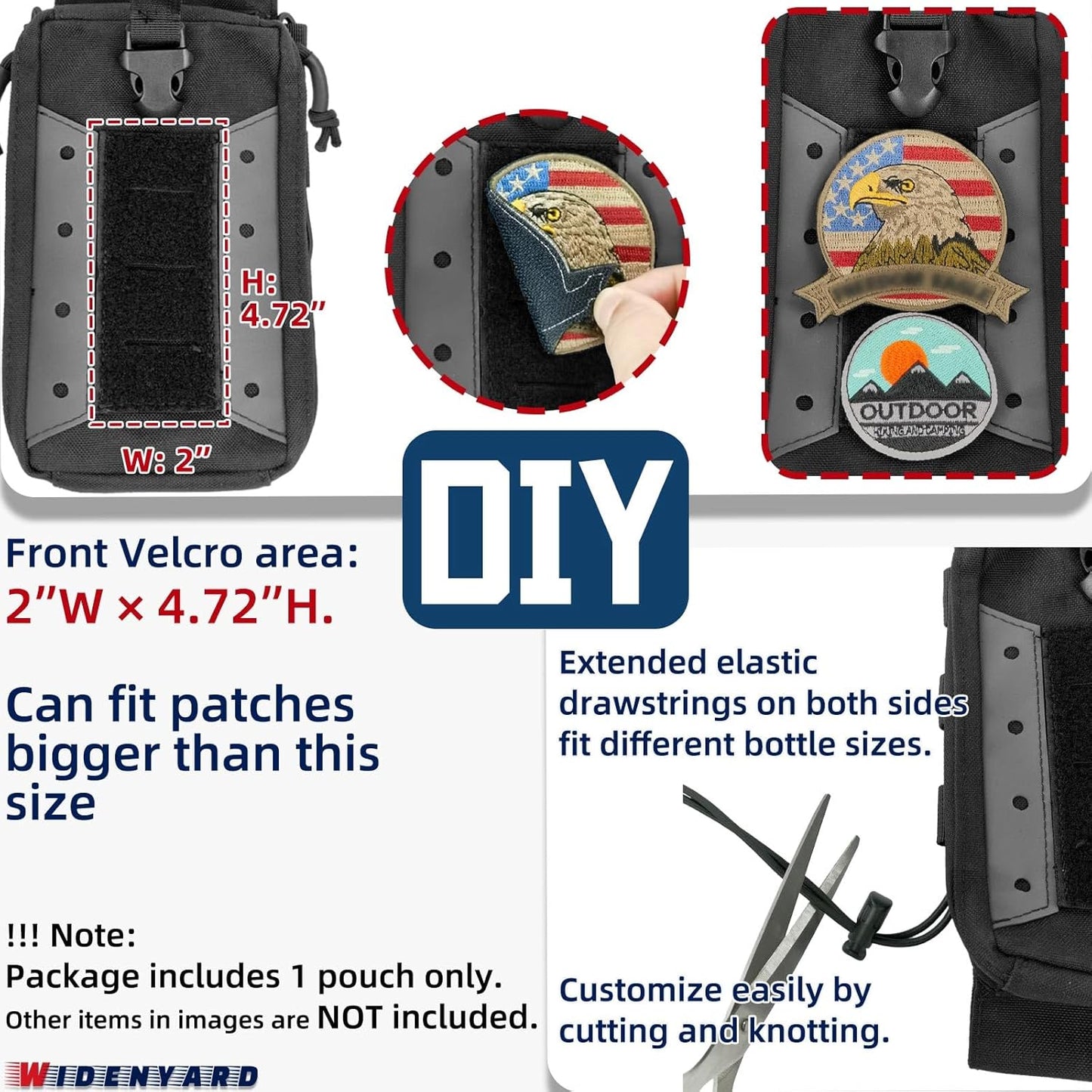 Molle Water Bottle Holder Pouch, 16-77 oz Adjustable Capacity Tactical Bottle Bag, Compatible with Backpack, Vest, Belt for Outdoor Activities
