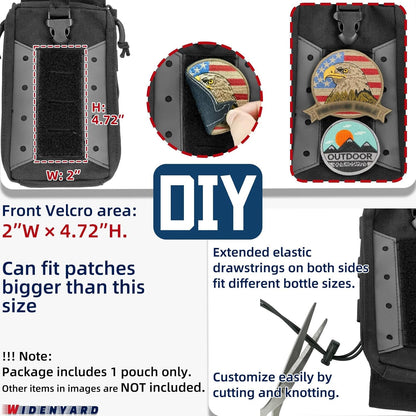 Molle Water Bottle Holder Pouch, 16-77 oz Adjustable Capacity Tactical Bottle Bag, Compatible with Backpack, Vest, Belt for Outdoor Activities