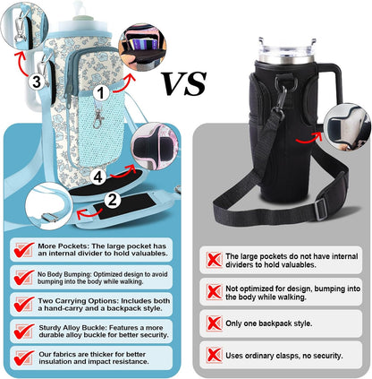 Stanley Carrier Bag for Stanley 40oz/30ozTumbler with Phone with 2 Adjustable Strap,3 Pockets Bottle Stanley Cup Carrier Bag & Case,Accessories for Hiking Travelling