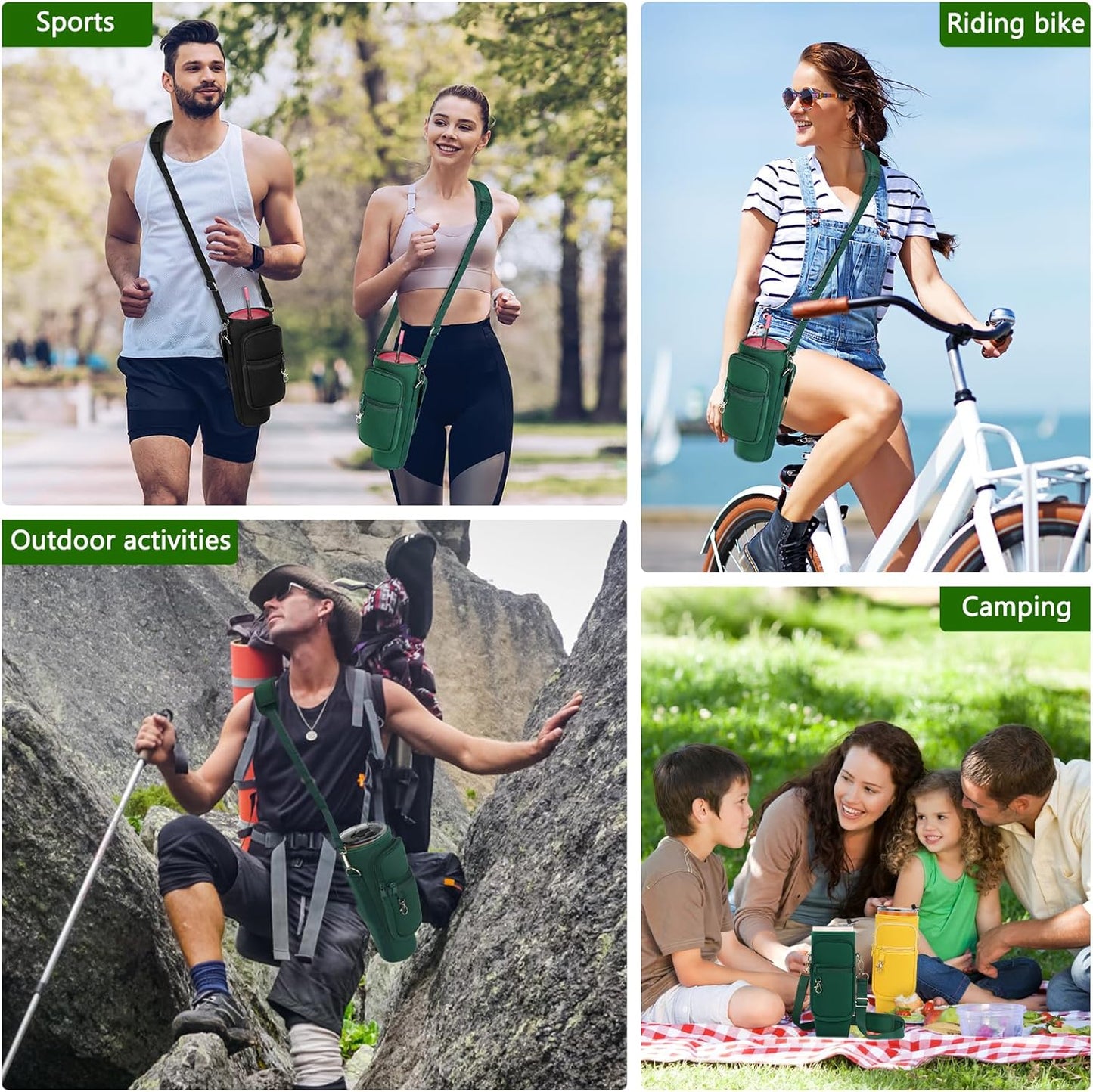 LEFOR·Z Water Bottle Carrier Bag with Phone Pocket Compatible with Stanley/Meoky 40 oz Tumbler with Handle,Water Bottle Holder Pouch with Adjustable Strap Compatible with Stanley Cup Accessories