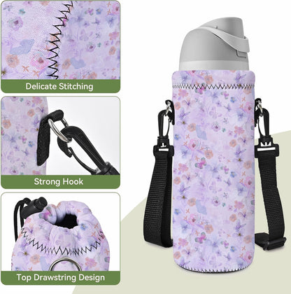 Neoprene 500ML/750ML/1000ML Water Bottle Bag Carrier, Portable Insulated Bottle Sling Holder Case Pouch with Adjustable Shoulder Strap for Men Women Walking Hiking Running
