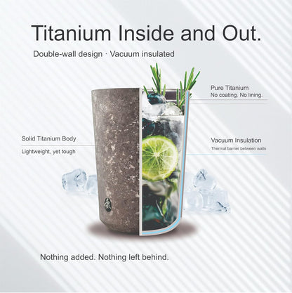 KOYASU Ti-Zen Titanium Travel Coffee Mug - 12oz Ultralight Insulated Tumbler - Leakproof Commuter Cup for Men & Office Desk Accessory - Minimalist Portable Tea Flask for Travel & Car- Indigo Blue