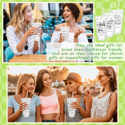 Uiifan 30 Pcs Christian Gifts Cups Bulk for Women, 24oz Bible Verse Christian Tumblers with Lids and Straw, Religious Church Gifts for Mother's Day (Fresh Color,Bible)
