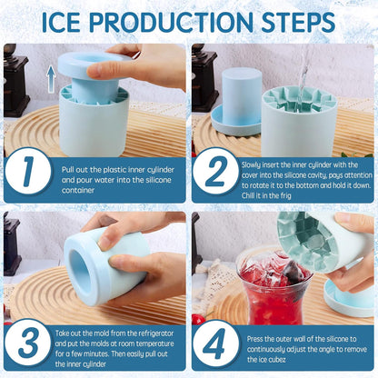 Small Ice Maker Cup, Cylinder Silicone Ice Cube Molds, Mini Ice Maker Cube Tray, Decompress Ice Lattice Ice Cube Trays for freezer, 60 Ice Cubes, Easy-Release 2Pcs