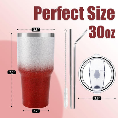 D·S 30oz Blue Tumbler Stainless Steel Double Wall Vacuum Insulated Mug with Straw and Lid, Cleaning Brush for Cold and Hot Beverages