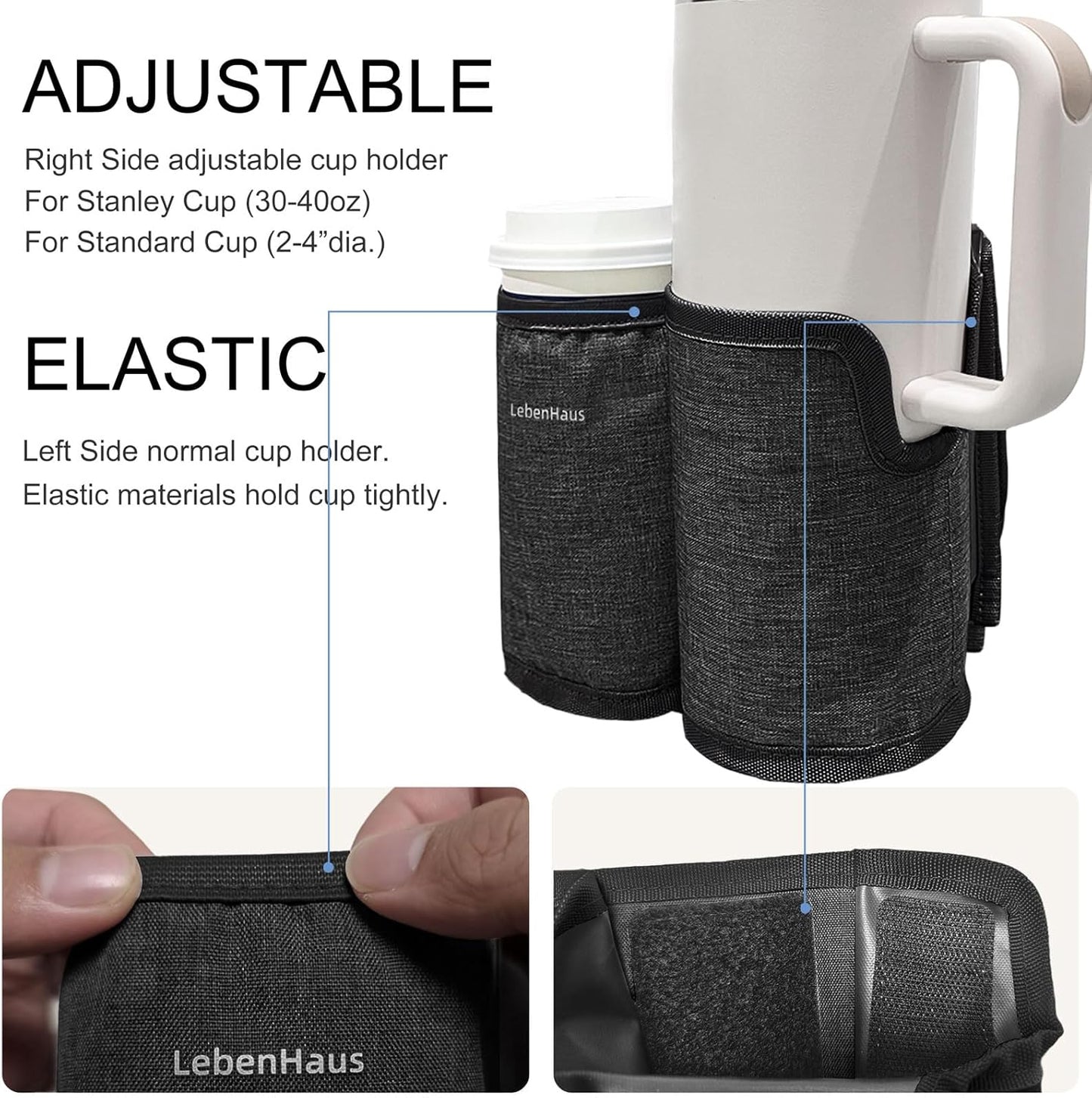 2 in 1 Luggage Cup Holder for Suitcase Airplane Cup Holder for Tray Table Drink Carrier for Stanley Tumblers Coffee Beverage Organizer Luggage Drink Holder Travel Gifts for Women (Gray)