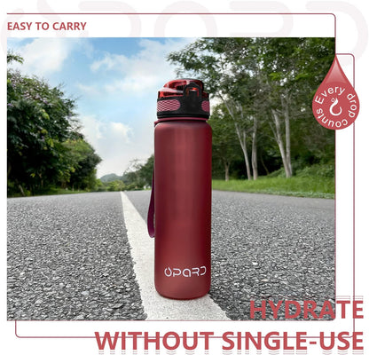 Opard Zip 32oz Plastic Water Bottle Dishwasher Safe, Leakproof Flip-Top Lid, BPA Free Tritan, Wide Mouth Reusable Sports Water Bottle for Gym Hiking Commuting Outdoor Travel and School