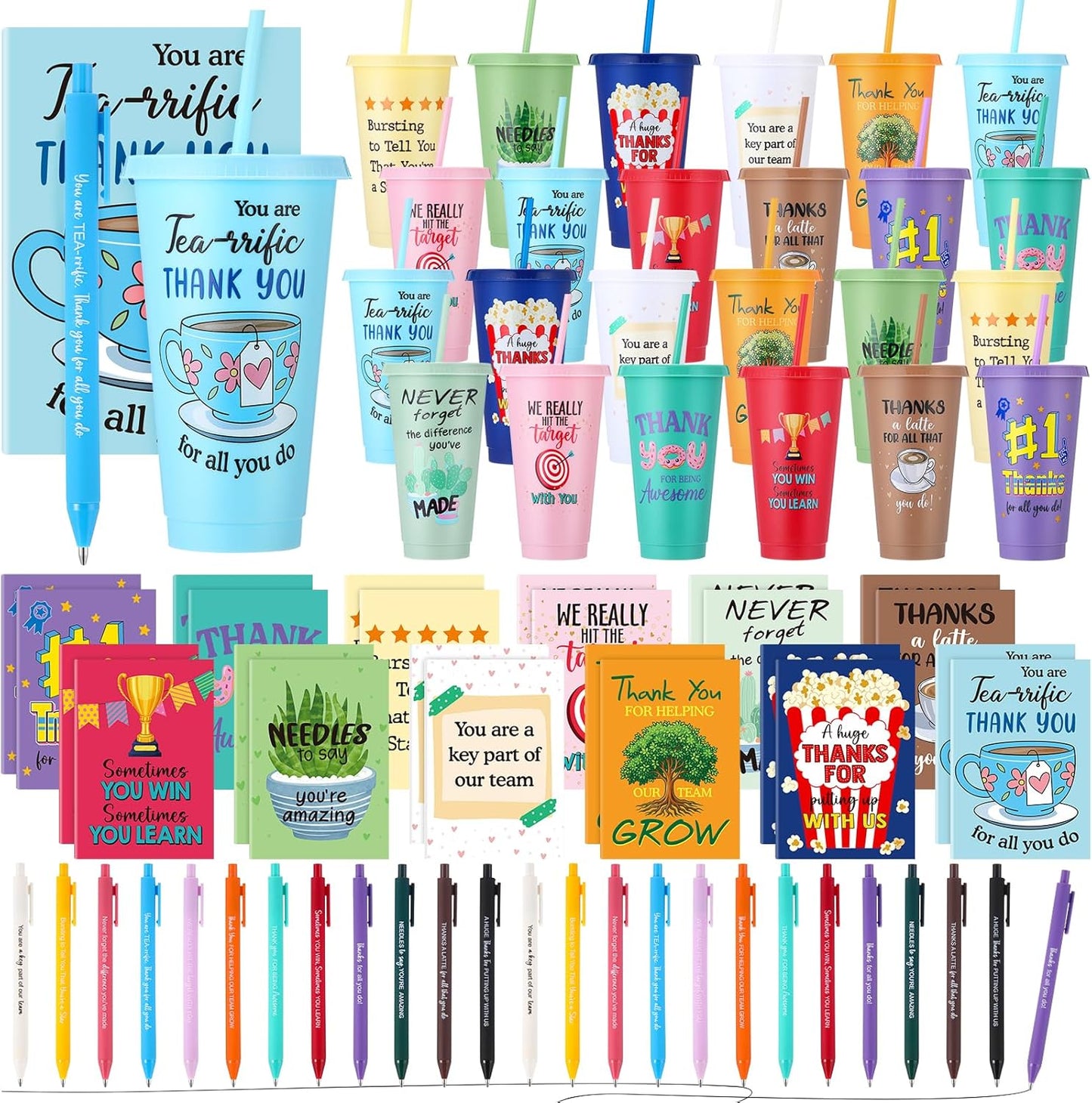 Feifeiya 72 Pcs/ 24 Set Bible Verse Gifts Bulk 24 oz Father's Day Christian Plastic Tumbler with Lids and Straws Inspirational Prayer Notepads Religious Pen Church Cups Gift for Christian Party Favors