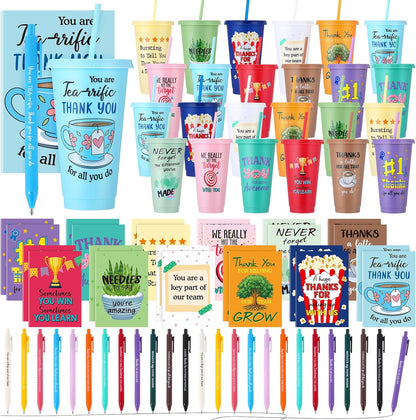 Feifeiya 72 Pcs/ 24 Set Bible Verse Gifts Bulk 24 oz Father's Day Christian Plastic Tumbler with Lids and Straws Inspirational Prayer Notepads Religious Pen Church Cups Gift for Christian Party Favors