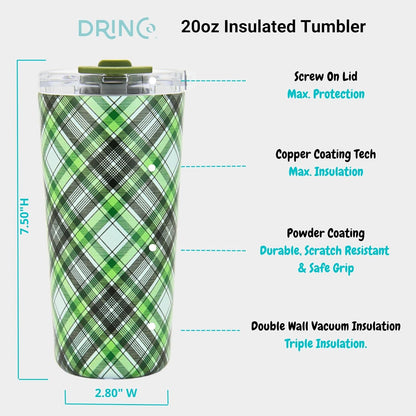 Drinco - 20 oz Stainless Steel Tumbler | Double Walled Vacuum Insulated Mug With Lid, 2 Straws, For Hot & Cold Drinks (20oz Dragonfly)